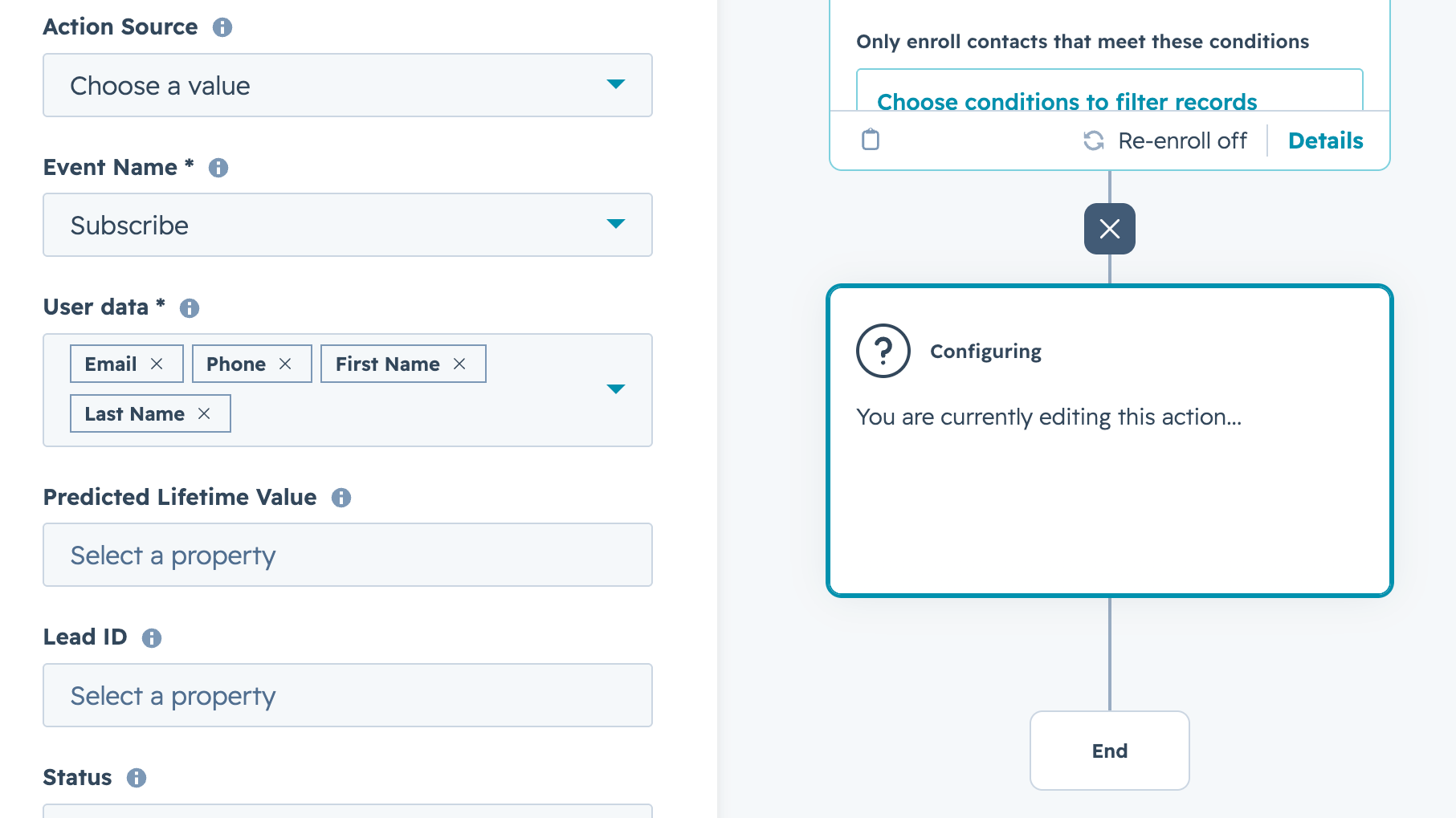 Selecting CAPI fields to send to Snapchat